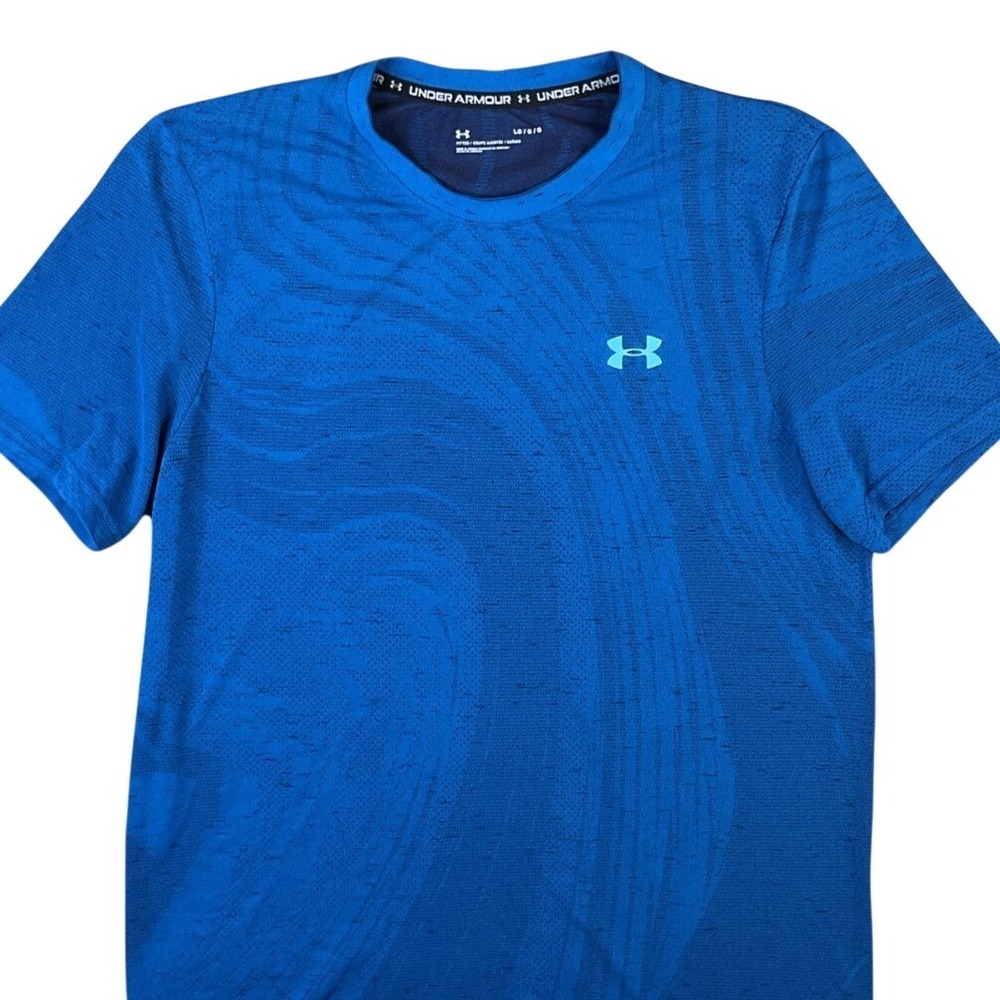 Under Armour Fitted Shirt Mens Large Blue Seamless Tech Athletic Compression Top